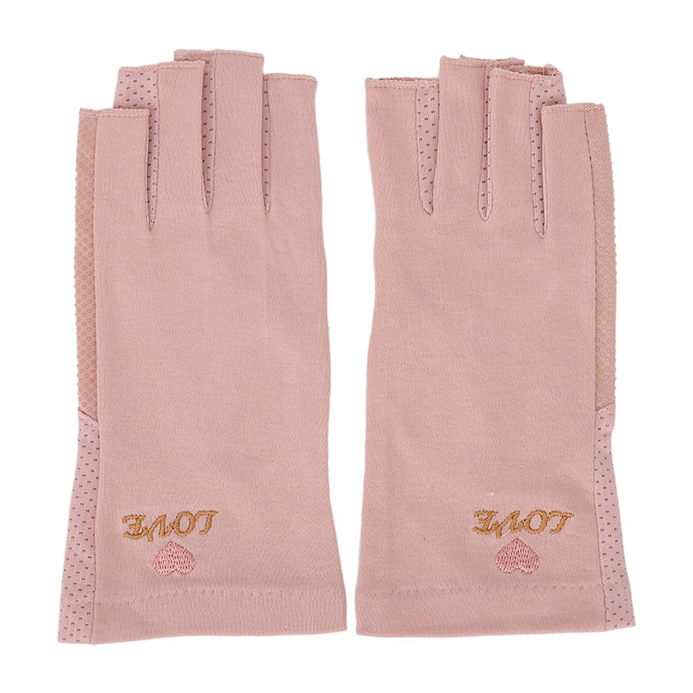 Manicure Gloves UV Stretchy Breathable Fingerless Fiber Cotton Nail Lamp Gloves for Home Salon(Pale Pinkish Gray)