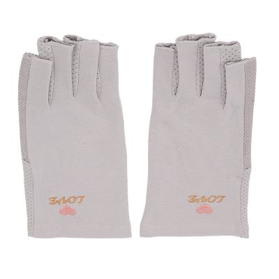 Brrnoo Manicure Gloves Stretchy Breathable Fingerless Fiber Cotton Nail Lamp Gloves for Home Salon(Grey)