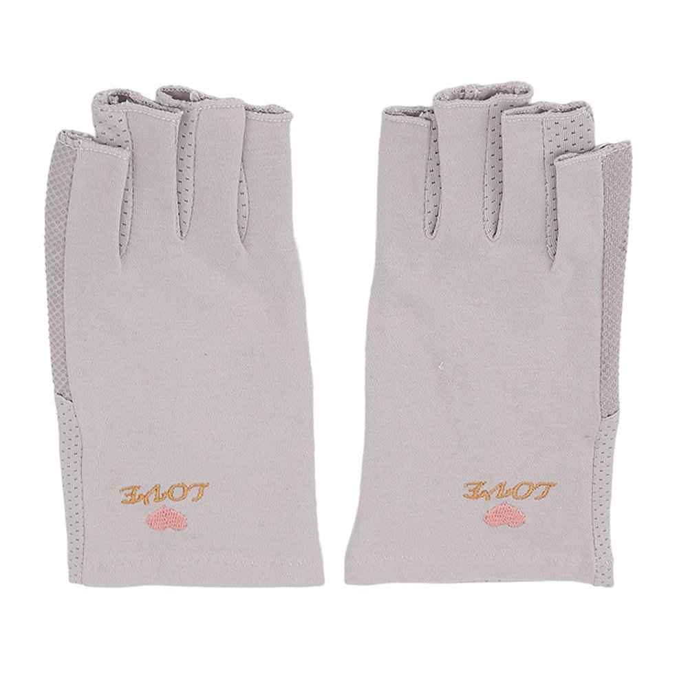 Brrnoo Manicure Gloves Stretchy Breathable Fingerless Fiber Cotton Nail Lamp Gloves for Home Salon(Grey)
