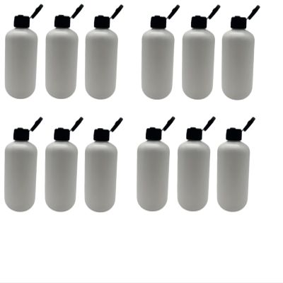 Natural Farms 8 oz White Boston Plastic Bottles -12 Pack Empty Bottle Refillable - BPA Free - Essential Oils - Aromatherapy | Black Flip Top Snap Cap - Made in the USA