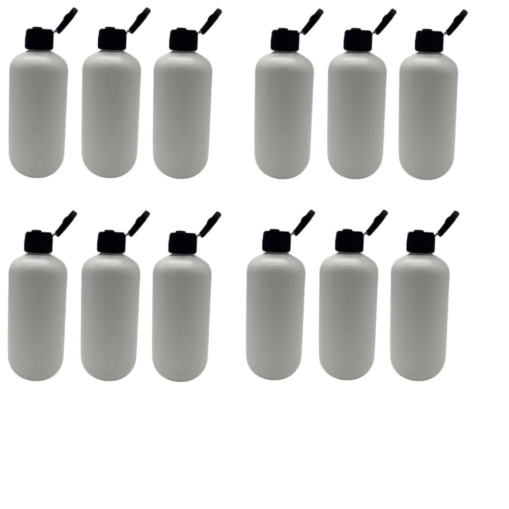 Natural Farms 8 oz White Boston Plastic Bottles -12 Pack Empty Bottle Refillable - BPA Free - Essential Oils - Aromatherapy | Black Flip Top Snap Cap - Made in the USA