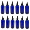 Natural Farms 8 oz Blue Boston Plastic Bottles -12 Pack Empty Bottle Refillable - BPA Free - Essential Oils - Aromatherapy | Black Twist Top Cap - Made in the USA view 1