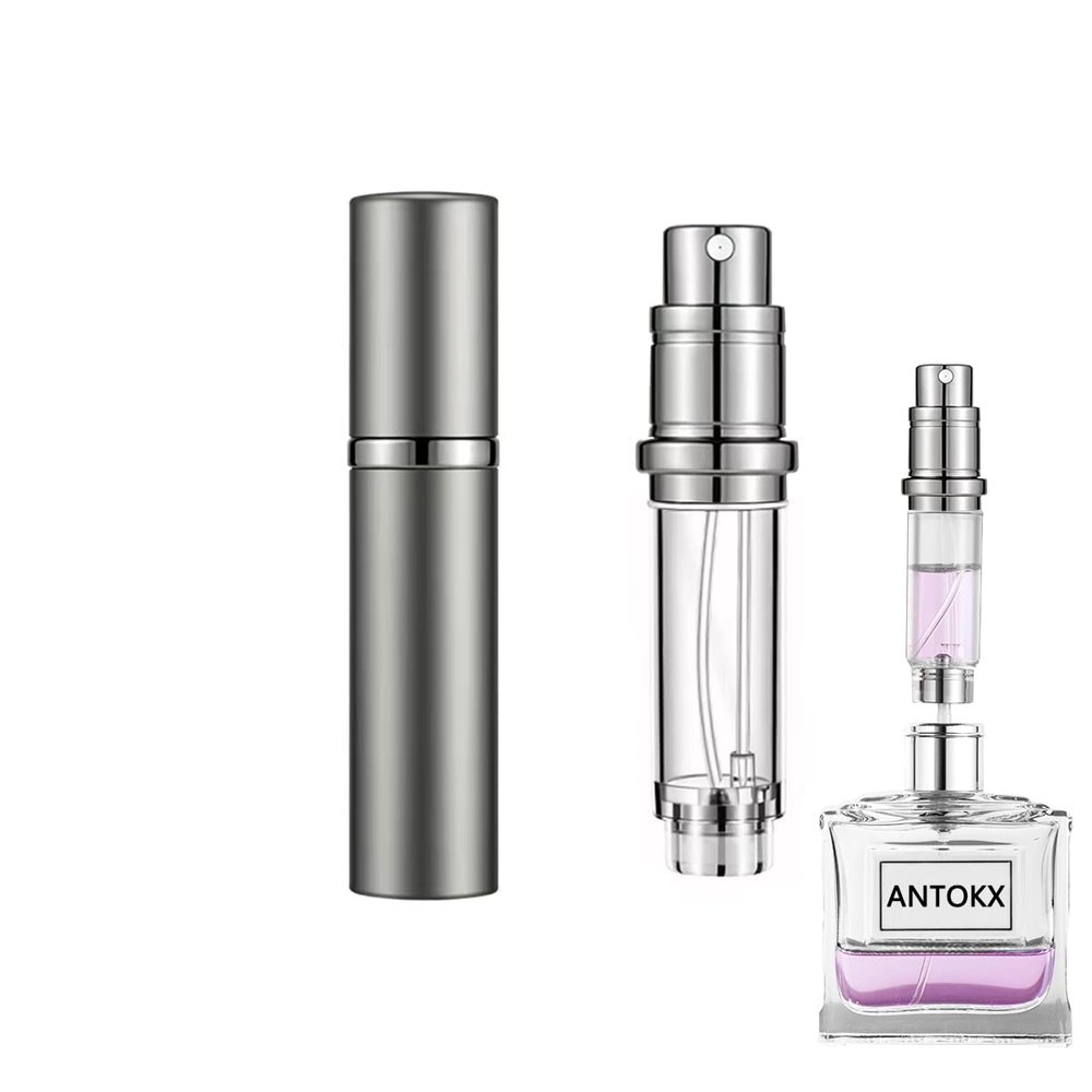 ANTOKX Travel Perfume Bottle Refillable Atomizer - 5ML Perfume Atomiser, Scent Pump Case, Leakproof Portable Perfume Sprayer for Women and Men (Gray)