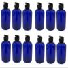 Natural Farms 8 oz Blue Boston Plastic Bottles -12 Pack Empty Bottle Refillable - BPA Free - Essential Oils - Aromatherapy | Black Flip Top Snap Cap - Made in the USA view 1