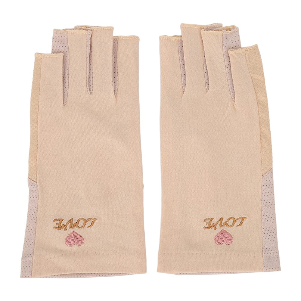 Manicure Gloves Stretchy Breathable Fingerless Fiber Cotton Nail Lamp Gloves for Home Salon(Light Yellow)