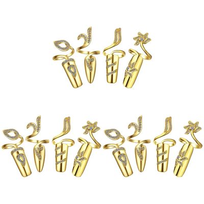 12 Pcs Fingernail Cap Ornament Creative Rings Decorative Finger Rings Nail Decorative Rings Hand Jewelry Rhinestone Alloy Rings Nail Rings Fingernail Shaped Rings