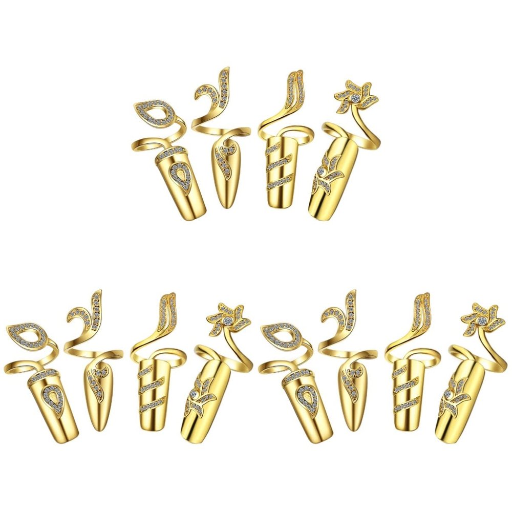 12 Pcs Fingernail Cap Ornament Creative Rings Decorative Finger Rings Nail Decorative Rings Hand Jewelry Rhinestone Alloy Rings Nail Rings Fingernail Shaped Rings