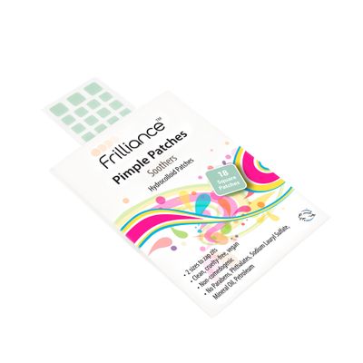 Frilliance Green Square Soothing Aloe & Hydrocolloid Acne Pimple Patches for Zits and Blemishes (18 Count, 2 Sizes) Spot Treatment Stickers for Face & Skin, Vegan and Cruelty Free