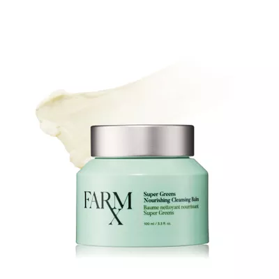 Farm Rx Super Greens Nourishing Cleansing Balm makeup remover Natural Ingredients Cleanse Skin, Remove Dirt, Debris & Makeup, hydrating for sensitive skin (100ml/3.3 fl oz)