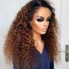 #1BT30 Ombre Color 360 Lace Wigs Human Hair Curly Wig Pre Plucked 180% Density Full End HD Invisible Lace 360 Wig Glueless Brazilian Hair Wigs Bleached Knots Transparent Lace Brown Deep Wave Wigs 18" view 1