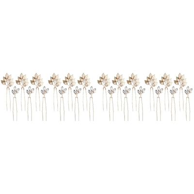 LALAFINA 4packs Rhinestone Leaf Updo Hairpins Hair Accessories for Weddings Engagements and Special Occasions Stylish Alloy Hair Sticks for Women and Girls