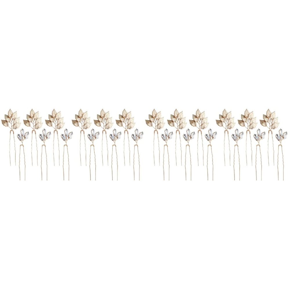 LALAFINA 4packs Rhinestone Leaf Updo Hairpins Hair Accessories for Weddings Engagements and Special Occasions Stylish Alloy Hair Sticks for Women and Girls
