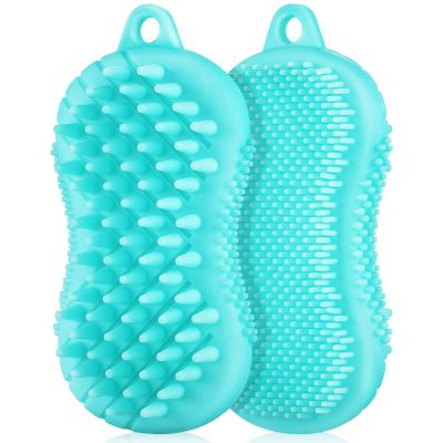 Beavorty 2pcs Silicone Body Scrubber Brushes Hair Scalp Exfoliating Bath Brush for Men and Easy to Dry Gentle Skin for Daily Use