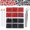 LPBeads 6000 Pieces Siam and Black Non Hotfix Rhinestones 6 Sizes Round Crystal Glass Flat Back Rhinestones with Tweezers and Picking Pen for Nail Art Crafts Clothes Bags DIY view 1