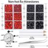 LPBeads 6000 Pieces Siam and Black Non Hotfix Rhinestones 6 Sizes Round Crystal Glass Flat Back Rhinestones with Tweezers and Picking Pen for Nail Art Crafts Clothes Bags DIY view 2