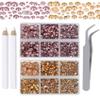 LPBeads 6000 Pieces Topaz and Lt Amethyst Non Hotfix Rhinestones 6 Sizes Round Crystal Glass Flat Back Rhinestones with Tweezers and Picking Pen for Nail Art Crafts Clothes Bags DIY view 1