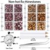 LPBeads 6000 Pieces Topaz and Lt Amethyst Non Hotfix Rhinestones 6 Sizes Round Crystal Glass Flat Back Rhinestones with Tweezers and Picking Pen for Nail Art Crafts Clothes Bags DIY view 2