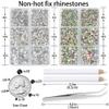 LPBeads 6000 Pieces Clear and Clear AB Non Hotfix Rhinestones 6 Sizes Round Crystal Glass Flat Back Rhinestones with Tweezers and Picking Pen for Nail Art Crafts Clothes Bags DIY view 2
