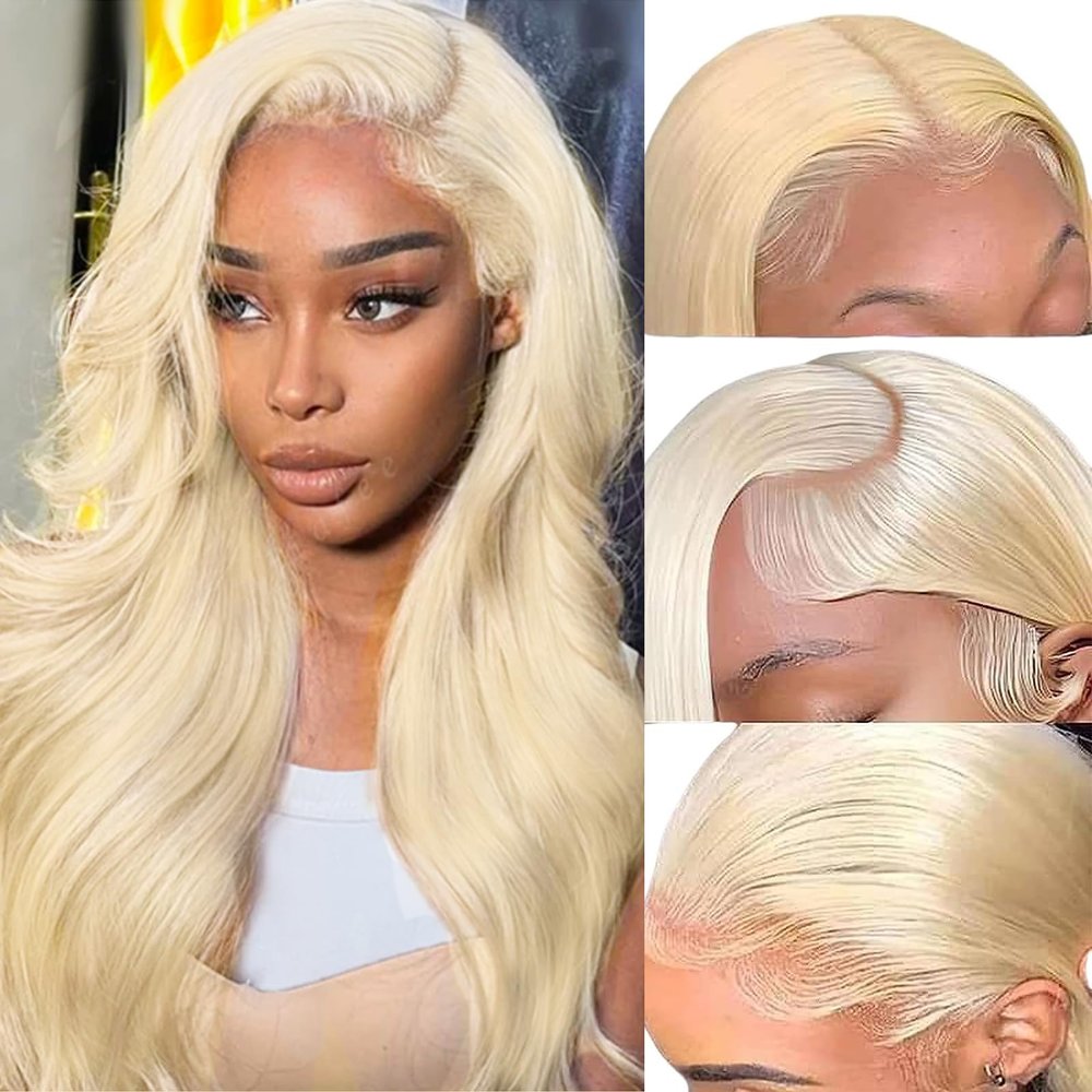 13*4 Blonde Straight Lace Wigs,613 Lace Front Wig 100% Real Brazilian Virgin Human Hair for Women,Free Part Hair Replacement Wig Pre Plucked with Baby Hair Bleached Knots Natural Simulation Hairline