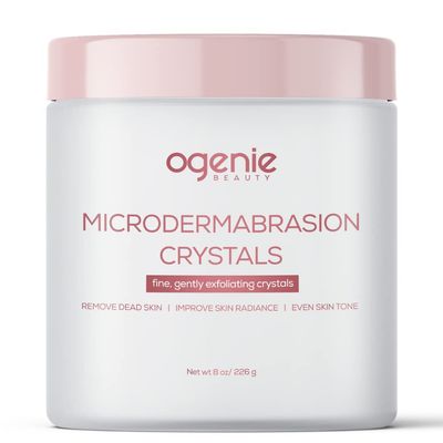 Ogenie Beauty Microdermabrasion Crystals 8 oz. / 226 g. Exfoliate, Even Skin Tone, Improve Skin Texture, Acne, Scars, Pores, Remove Blackheads, Peel, Scrub, Sugar Scrub, Facial, Resurfacing