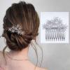 Yheakne Crystal Bridal Hair Comb Silver Rhinestone Hair Piece Crystal Wedding Headpieces Bride Side Comb Sparkle Cz Wedding Hair Accessories for Bride and and Bridesmaids view 4
