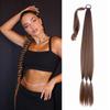 34inch Long Braided Ponytail Extension with Hair Tie Brown Straight Wrap Around Braid Extensions for Women Synthetic High Temperature Fluffy Natural Soft Hair Piece for Women (6#) view 1