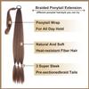 34inch Long Braided Ponytail Extension with Hair Tie Brown Straight Wrap Around Braid Extensions for Women Synthetic High Temperature Fluffy Natural Soft Hair Piece for Women (6#) view 3