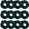 IVARYSS Dark Green Scrunchies, Premium Velvet Soft Hair Scrunchy Bulk, Solid Colors Thick Elastic Bands, Hair Accessories for Women and Girls, 12 Pack view 1