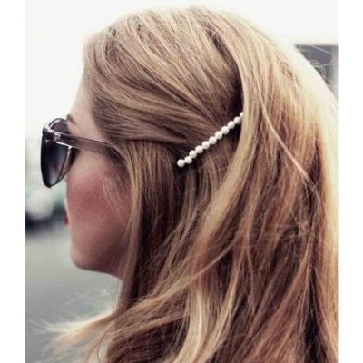 Allereyae Vintage Pearl Hair Clip Barrette Rhinestone Pearl Hair Pins Barrette Silver Pearl Barrette Headpieces Head Clip Headwear Wedding Pearl Hair Accessories for Women 2Pcs (Silver)