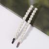 Allereyae Vintage Pearl Hair Clip Barrette Rhinestone Pearl Hair Pins Barrette Silver Pearl Barrette Headpieces Head Clip Headwear Wedding Pearl Hair Accessories for Women 2Pcs (Silver) view 2