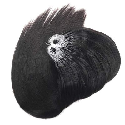 Hesperis Mongolian Straight Micro Loop Hair Extensions 100% Human Hair Micro Rings Hair Extensions 100 Strands 100G Per Pack Natural Color (22inch, Straight)