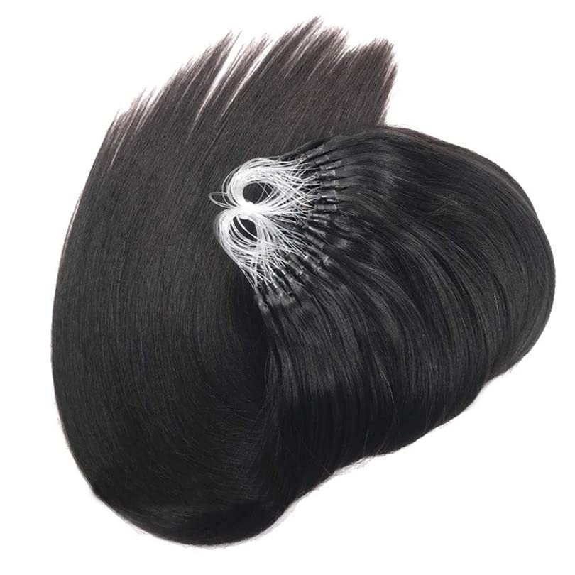 Hesperis Mongolian Straight Micro Loop Hair Extensions 100% Human Hair Micro Rings Hair Extensions 100 Strands 100G Per Pack Natural Color (22inch, Straight)