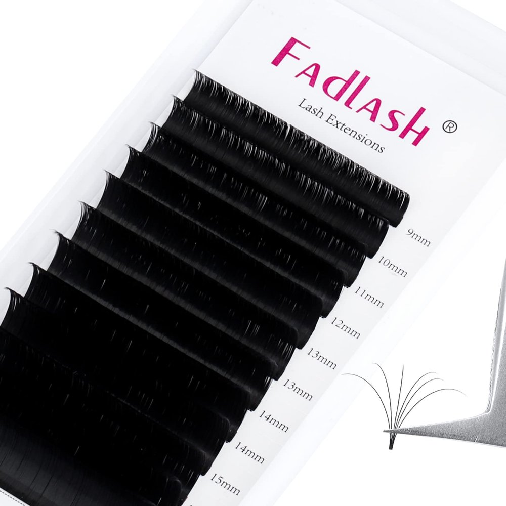 Easy Fan Volume Lashes 8-14mm Mixed Tray CC Curl Lash Extensions Self Fanning Eyelash Extensions Russian Blooming Lash Extension Supplies(0.07-CC, 9-17mm Mix)