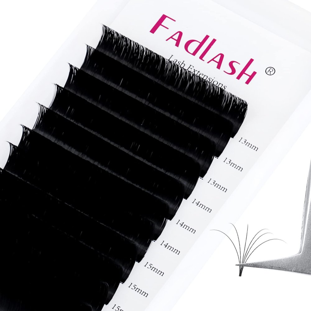Mega Volume Lash Extensions 0.03-0.10mm C D CC DD L Curl 8-30mm Length Easy Fan Volume Lashes Self Fanning Eyelash Extensions 2D-20D (0.05-CC, 13-16mm Mix)