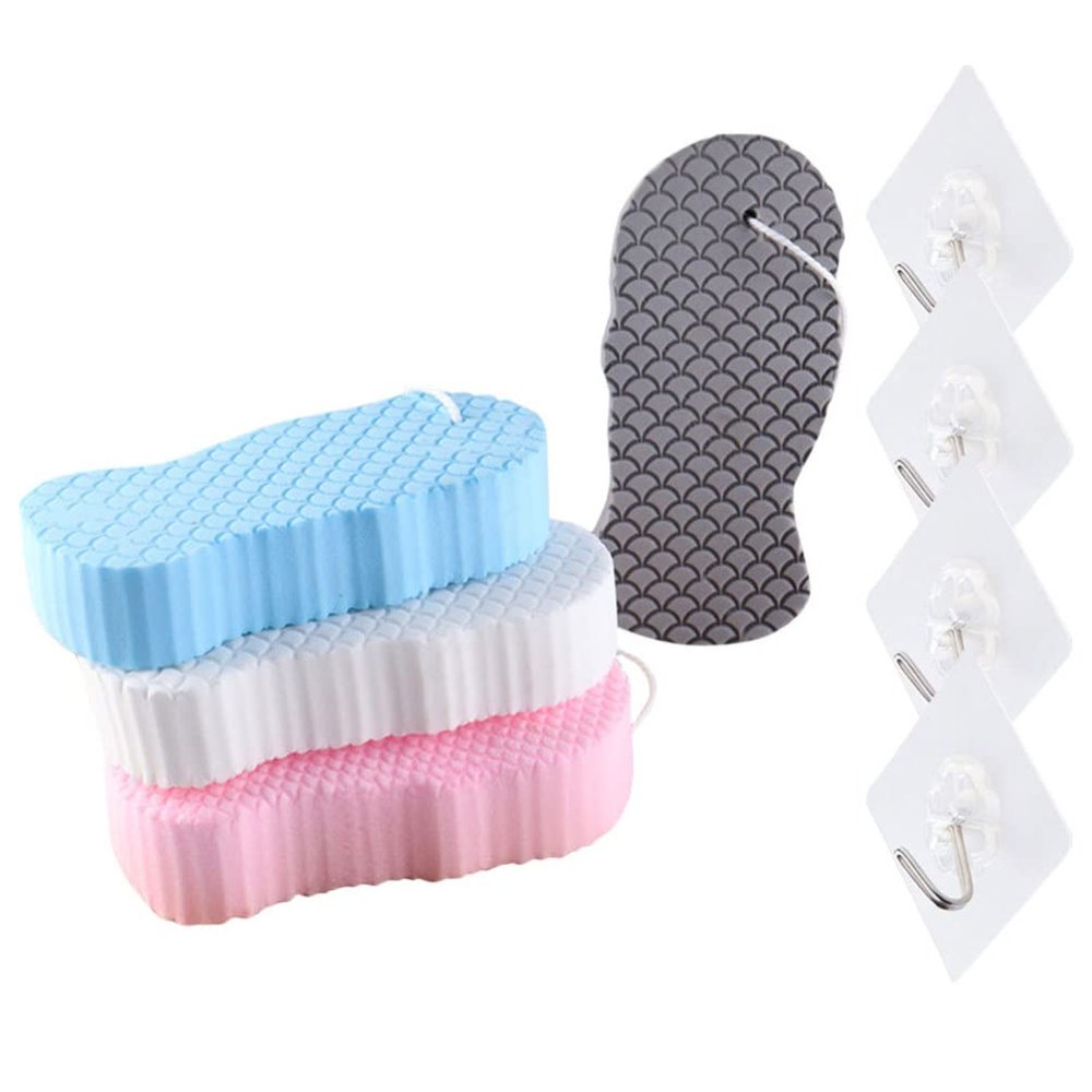 Beavorty 1set Bath Sponges -Resistant Shower Tools for Gentle Exfoliation for Newborns and Boys and Girls Includes Hooks