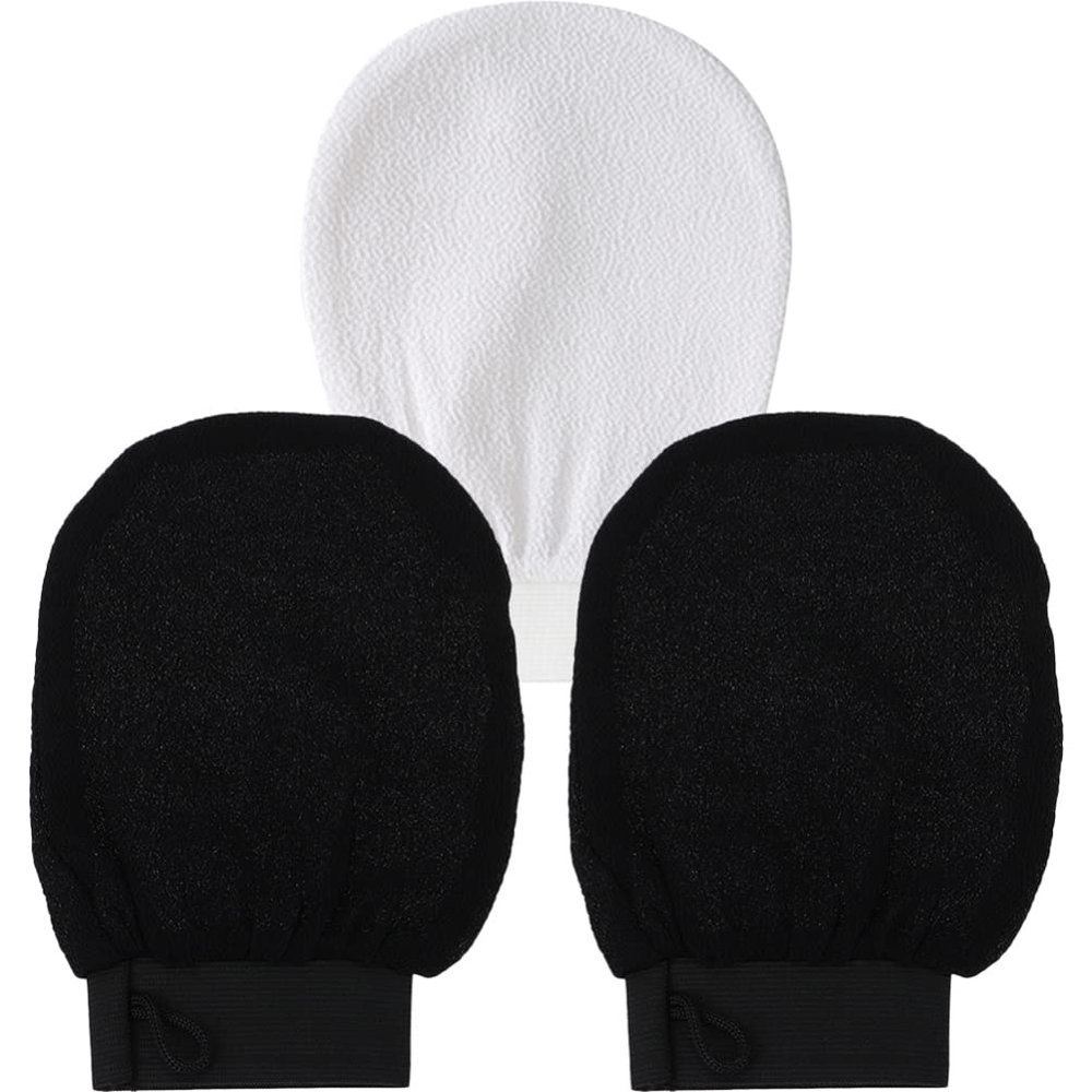 Beavorty 3pcs Exfoliating Bath Mittens Comfortable Shower Gloves for Skin Cleaning for Body Exfoliation Made of Artificial for Home and Spa Use