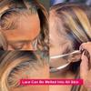 1B27 Highlight Ombre Straight HD Transparent Lace Front Human Hair Wig Honey Blonde Colored For Black Women Brazilian Virgin Hair Pre Plucked With Baby Hair Bleached Knots 150% Density 24Inch view 2