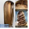1B27 Highlight Ombre Straight HD Transparent Lace Front Human Hair Wig Honey Blonde Colored For Black Women Brazilian Virgin Hair Pre Plucked With Baby Hair Bleached Knots 150% Density 24Inch view 4