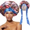 DONNA Large, Extra Large Adjustable Tie Satin Bonnet Sleep Cap 1pc Satin Headband Around Hairline & Nape Area Hair Accessories Night Cap Shower Caps, 1PC VICTORIAN PATTERN view 1
