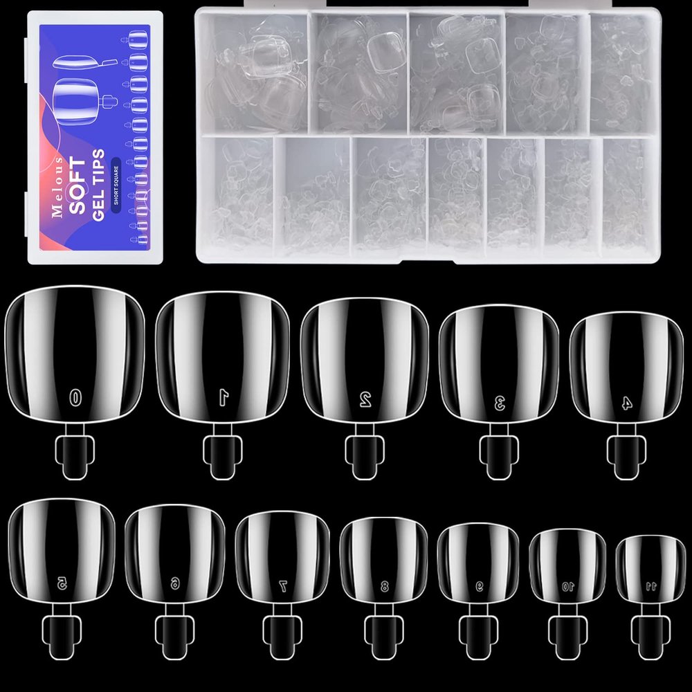 Clear Soft Gel ToeNail Tips, Melous 600PCS Full Cover Nail Tips Gel Nail Tips Clear False Fake Nails