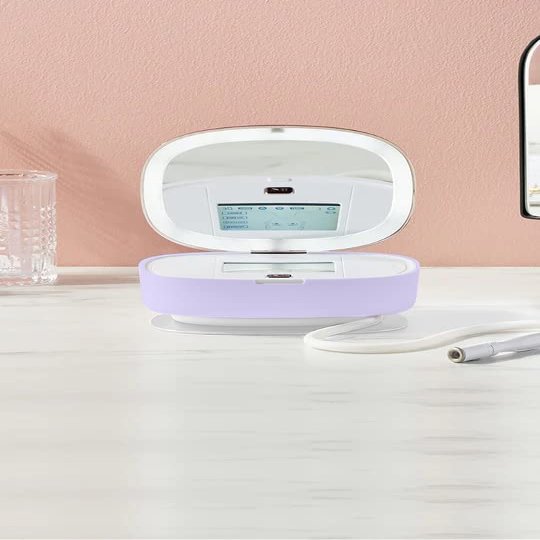 Trophy Skin UltradermMD - 3 in 1 Home Spa Microdermabrasion - Deep Skin Exfoliator Machine with Real Diamond and Pore Extractor Tips - Rejuvenate Face Skin and Even Out Skin Tone - Lilac