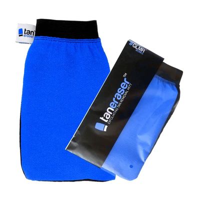 Tan Eraser Spray and Self Tan Remover Exfoliating Mitt | Salon Recommended Exfoliator Glove Easily Removes Any Sunless Tanner (Blue/Black)