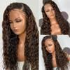 #1B/30 Highlight Wig Human Hair Wigs Water Wave Lace Front Wig HD Transaprent Lace 13X6 Frontal Wigs For Woman 180% Density Glueless Brazilian Remy Hair Wigs Loose Deep Wave Human Wigs 24Inch view 1