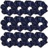 12 Pcs Satin Silk Scrunchies Soft Ties Fashion Bands Hair Bows Elastic Bracelet Ponytail Holders for Women and Girls (4.5 Inch, Navy Blue) view 1