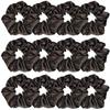 12 Pcs Satin Silk Scrunchies - Soft Hair Ties, Fashion Bands, Bows, Ropes, Elastic Bracelets, Ponytail Holders Hair Accessories for Women and Girls (4.5 Inch, Black) view 1