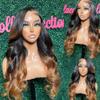 Ombre Chocolate Brown 100% Human Hair Wig Transparent HD Lace Front Wig for Black Women Clear Lace Pre Pluceked Clean Hairline Slight Bleacheed Knots High Density by YOKADA HAIR (28inch, 13x4 Lace Front ,Free Part) view 2