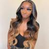 Ombre Chocolate Brown 100% Human Hair Wig Transparent HD Lace Front Wig for Black Women Clear Lace Pre Pluceked Clean Hairline Slight Bleacheed Knots High Density by YOKADA HAIR (28inch, 13x4 Lace Front ,Free Part) view 3