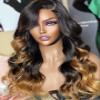 Ombre Chocolate Brown 100% Human Hair Wig Transparent HD Lace Front Wig for Black Women Clear Lace Pre Pluceked Clean Hairline Slight Bleacheed Knots High Density by YOKADA HAIR (28inch, 13x4 Lace Front ,Free Part) view 4