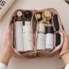 2022New Large Capacity Travel Cosmetic Bag,Waterproof Portable Cosmetic Bag, Cosmetic Bag with Handle and Separator Multifunctional Storage Makeup Bags (Pink/Brown/Beige),Brown view 1