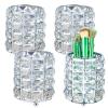 LUEXBOX 4 PCS Crystal Makeup Brush Holder, Bling Makeup Tools Organizer, Round Cosmetics Brush Storage Container for Table, Dresser, Bathroom, Bedroom Organization (Silver) view 1